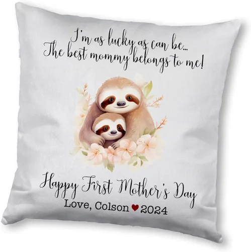 Vista 14 de Mother's Day Sloth, First Mother's Day Custom Pillowcase, Personalized Mother's Day Pillowcase, Gift for Mom, Home Decor