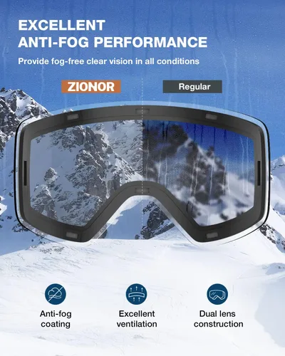 Vista 4 de ZIONOR X11 Ski Goggles Magnetic Cylindrical Snowboard Snow Goggles for Men Women