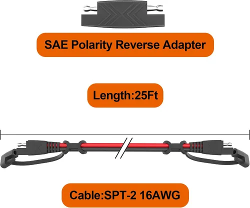 Vista 3 de POWISER - Cable de extensión SAE a SAE de 3 pies, conector de desconexión rápida 16 AWG, para panel solar automotriz, enchufe SAE (3 pies (16 AWG))