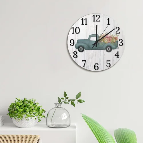 Vista 88 de Reloj de pared de guitarra acústica con aspecto de madera natural, reloj de madera rústico y elegante, 10 silenciosos, sin tictac, de cuarzo