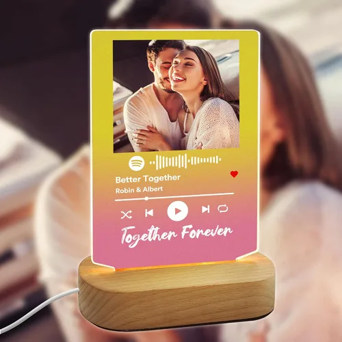 Vista 12 de Canción acrílica personalizada con foto, regalo personalizado para novio, novia, cubierta de álbum acrílico, placa de música transparente