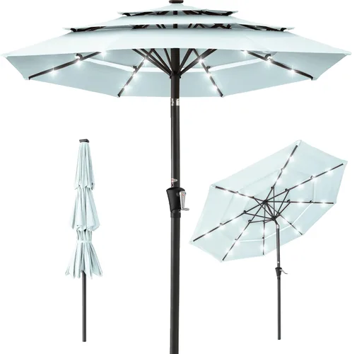 Vista 20 de Best Choice Products - Sombrilla solar de 10 pies de 3 niveles para patio, sombrilla de sol para exteriores, mercado, patio trasero, terraza, junto