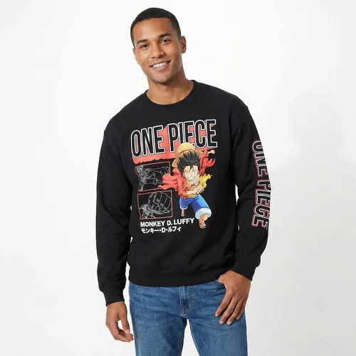 Vista 2 de Ripple Junction One Piece Monkey D. Luffy Collage - Sudadera con cuello redondo para adulto con licencia