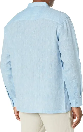 Vista 2 de Cubavera Camisa Guayabera de manga larga Dobby de 4 bolsillos para hombre