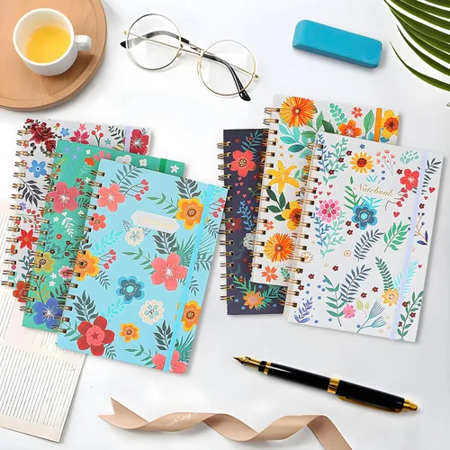 Vista 5 de Coopay Paquete de 12 cuadernos en espiral A5 para mujeres, cuadernos de composición con rayas universitarias, diario en espiral de tapa dura, lindo