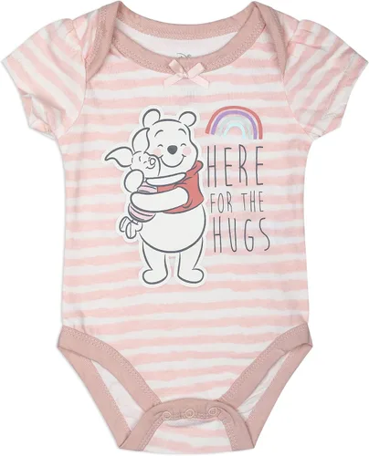Vista 6 de Disney Paquete de 3 mamelucos para niñas, diseño de princesa o Winnie The Pooh, para recién nacido, rosagris o rosaverdegris o rosabeige