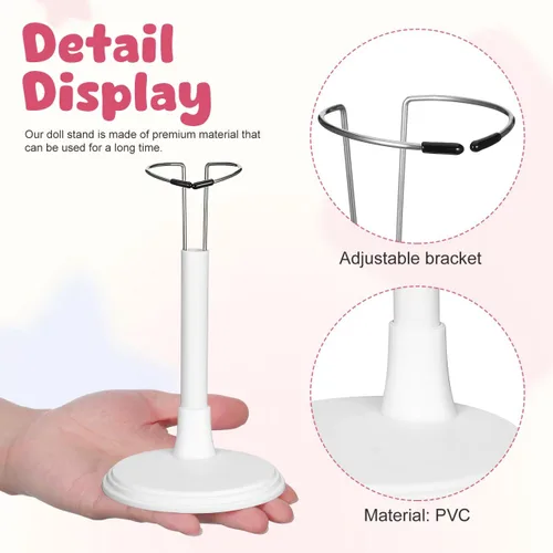Vista 3 de Toddmomy White Doll Stands 2Pcs Adjustablen Doll Display Stand Bracket Support Bear Desktop Holder for Kids Dollhouse Accessories & Collectibles