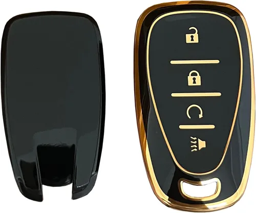 Vista 4 de Funda para llavero Chevy Volt EV EUV Bolt Spark Traverse Trailblazer LT Trax Sonic Equinox Smart Key Shell (oro-negro)