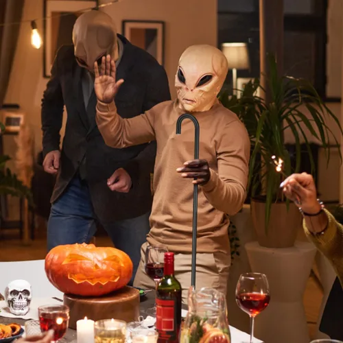 Vista 4 de Homoyoyo Bastón de disfraz negro, bastón de Halloween de 4 secciones