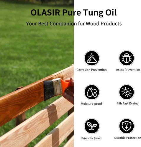 Vista 3 de Aceite Tung puro 100% natural de 16 onzas para acabado de madera, seguro de grado alimenticio, aceite tung impermeable para suelos de madera