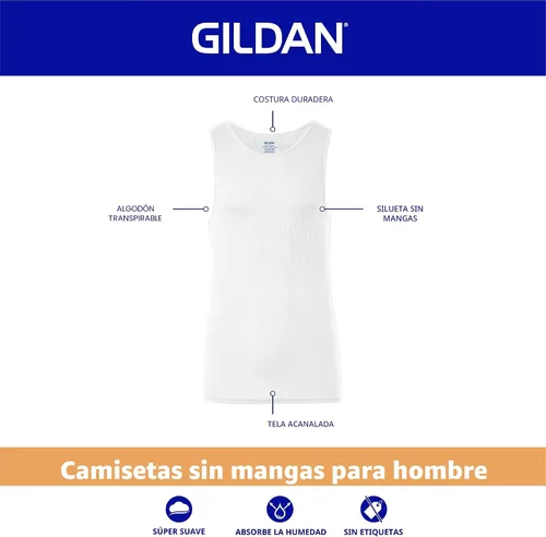 Vista 3 de Gildan Camiseta de tirantes para hombre, multipack, estilo G1104 Gris/Negro (paquete de 4)