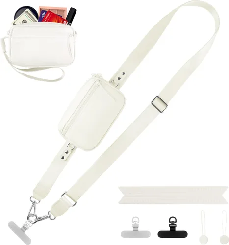 Vista 28 de YFWE Correa de clip and go para teléfono con cartera cruzada, cordón ajustable para teléfono con cartera RFID desmontable, correa universal