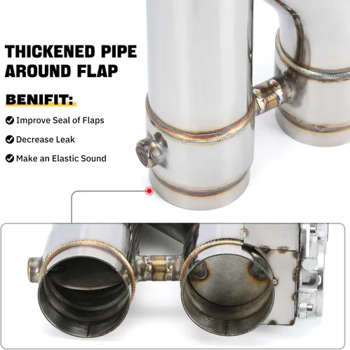 Vista 3 de Kit universal de tubo de escape de acero inoxidable de 3 pulgadas, 2 piezas