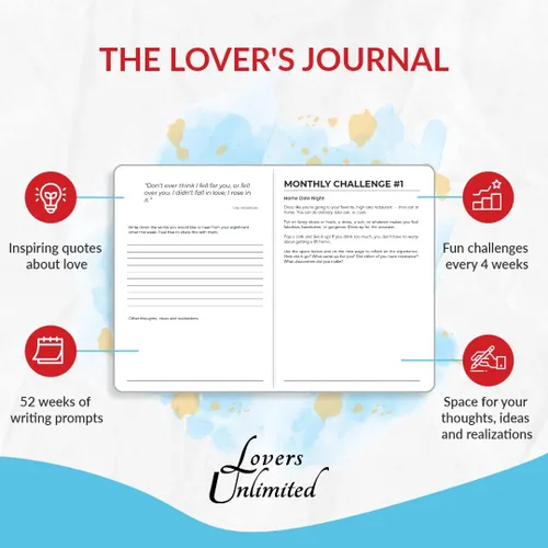 Vista 4 de The Lovers Journal - Diario para parejas, diario de matrimonio con indicaciones interactivas, citas motivacionales Diario guiado para parejas