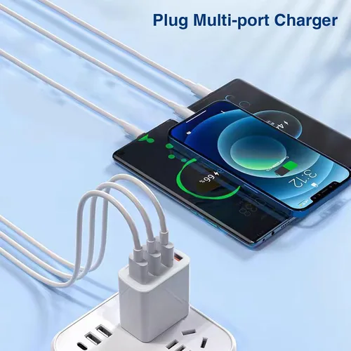 Vista 3 de Cubo de carga USB, enchufe de cargadores de pared, adaptador de enchufe de alimentación, estación de carga, base de caja compatible con teléfono 15