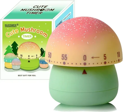 Vista 10 de Temporizador mecánico de cocina, lindo temporizador de hongos para niños, temporizador manual de cuenta regresiva de 60 minutos para aula, hogar