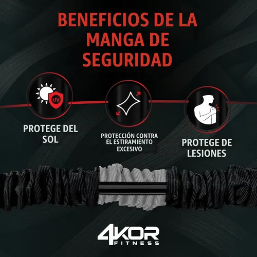 Vista 8 de Sistema de resistencia de cuerda de resistencia, con asas intercambiables, fundas protectoras de nailon, correas de pie, correas de anclaje y bolsa