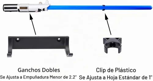 Vista 3 de Soporte de pared para sable de luz horizontal, soporte de gancho para sable de luz, compatible con cualquier sable de luz, color negro, paquete de 1