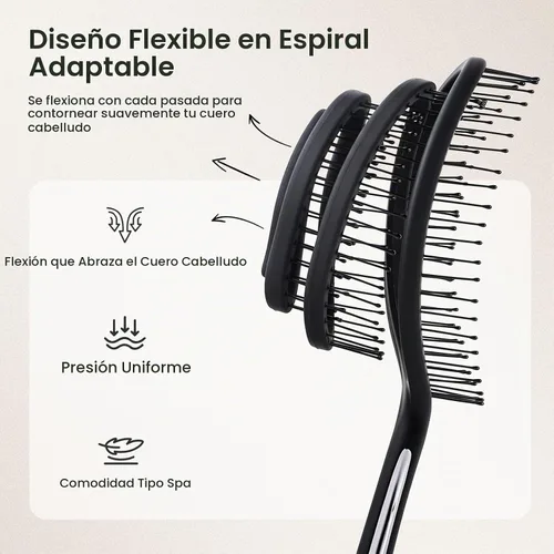 Vista 2 de AIMIKE Cepillo de pelo en espiral para cabello fino, cepillo desenredante Negro clásico