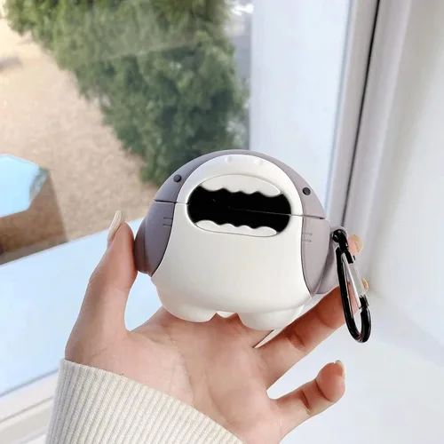 Vista 4 de Funda creativa linda Kawaii de dibujos animados de animales de tiburón, compatible con Beats Studio Buds 2021, accesorios portátiles de moda