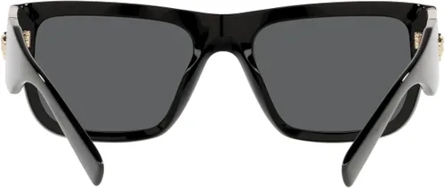 Vista 2 de Versace - Gafas de sol para hombre, marco negro, lentes gris oscuro, 56 mm