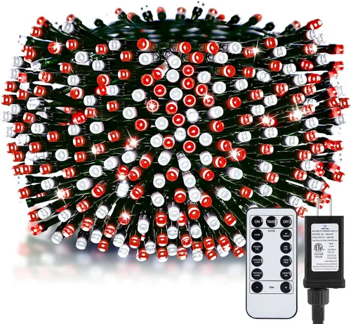 Vista 11 de Minetom Luces LED para árbol de Navidad de 50 pies, 1000 luces LED para exteriores, cuerda de petardos para exteriores, 12 modos, temporizador