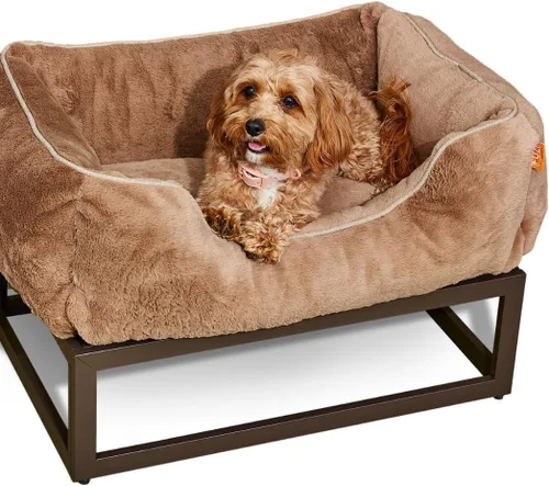 Vista 12 de FUZI Cama elevada para perro, camas elevadas de lujo para perros, funda extraíble y lavable a máquina, cama ortopédica para mascotas para interiores