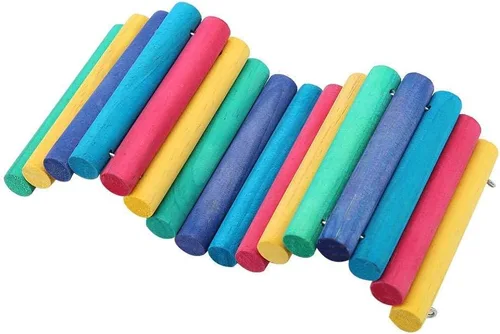 Vista 6 de Pssopp Puente de escalada de hámster de madera flexible, color arcoíris, 10 piezas, uso en interiores