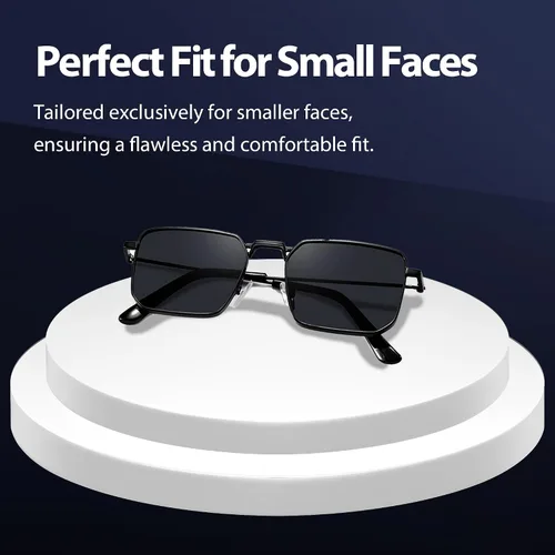 Vista 2 de Naomi - Gafas de sol rectangulares clásicas, retro, marco de metal, tamaño pequeño, protección UV UV400, para hombres y mujeres