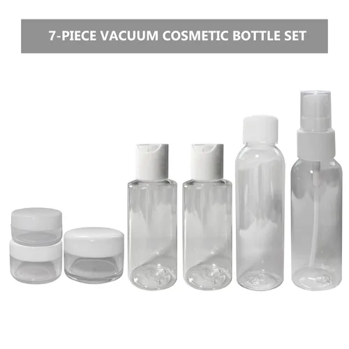 Vista 2 de Conjunto de 7 – Botellas vacías tamaño de viaje de plástico transparente, aprobado por la TSA/Aerolínea