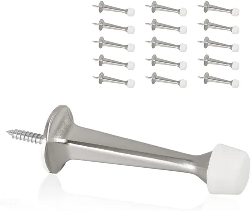 Vista 13 de Paquete de 2 topes rígidos sólidos para puerta, protectores de pared resistentes con puntas de goma suave, color negro