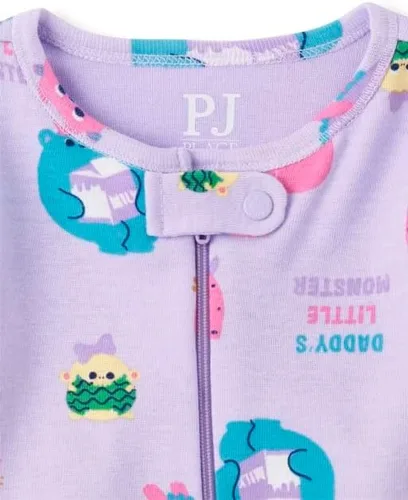Vista 2 de The Children's Place Pijama de una pieza de algodón ajustado para bebé niña Monster