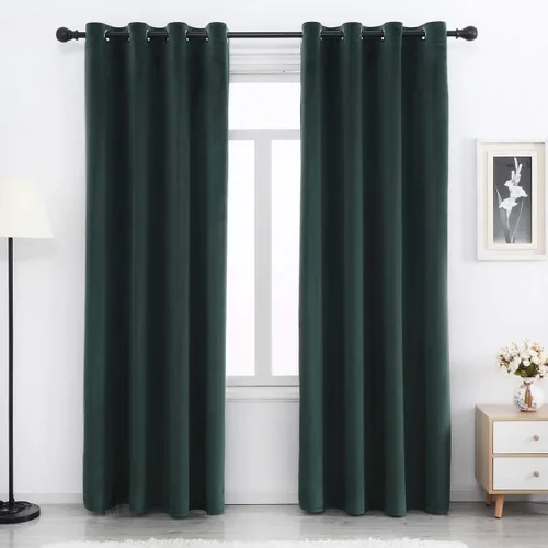 Vista 15 de SPXTEX Cortinas Opacas de Terciopelo Verde - 84 Pulgadas de Largo, Bloqueo de Luz, Parte Superior con Ojales, Aislamiento de Calor, Térmico