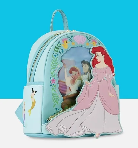 Vista 2 de Loungefly Disney La Sirenita Ariel Princess Lenticular Mini Mochila, verde azulado, Moderno