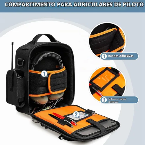 Vista 2 de Damero Bolsa para auriculares piloto, estuche para auriculares de aviación