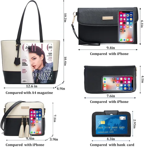 Vista 4 de YNIQUE Bolsos y bolsos de mano para mujer, Negro