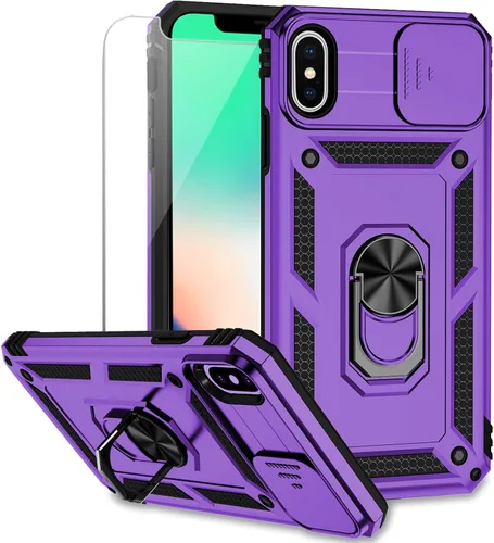 Vista 14 de M MAIKEZI Funda para iPhone X/iPhone Xs con cubierta para lente de cámara, protector de pantalla HD, protección contra caídas de grado militar