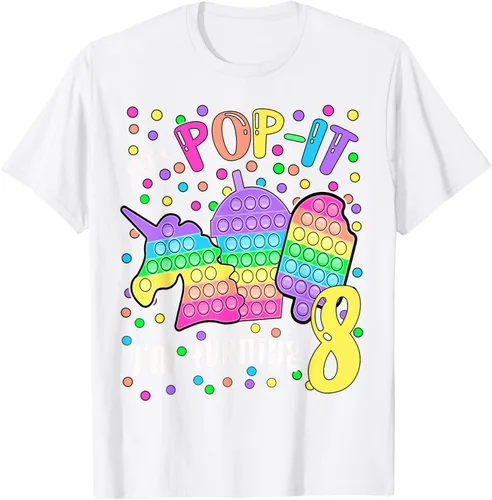 Vista 94 de Let's Pop-it I'm turning 8 Colorful 8th Birthday - Camiseta para niña, Negro