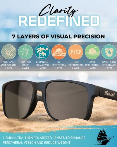 Vista 2 de Black Sail Eyewear - Square Frame UV400 7 Layer Polarized Sunglasses with Mirrored Lenses, Women & Mens Sunglasses Polarized