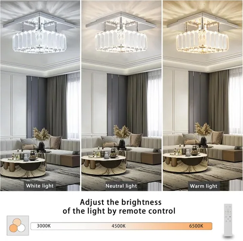 Vista 2 de CLAIRDAI Lámpara de techo de cristal cuadrada de montaje empotrado, lámpara de techo LED moderna para cocina, pasillo, vestíbulo, sala de estar