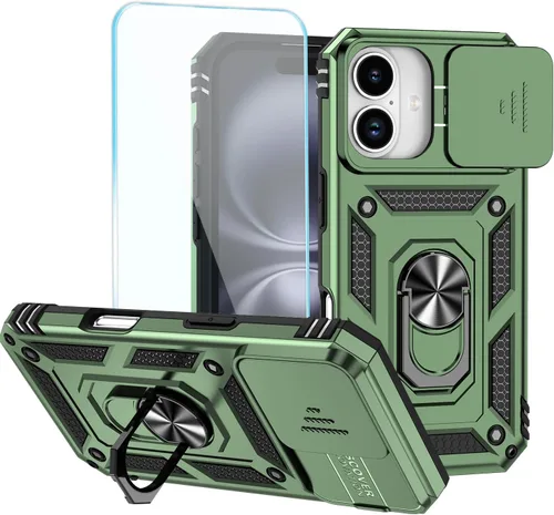 Vista 21 de Funda para teléfono SunStory para iPhone 11 con protector de pantalla HD y cubierta deslizante para la cámara y soporte giratorio con anillo