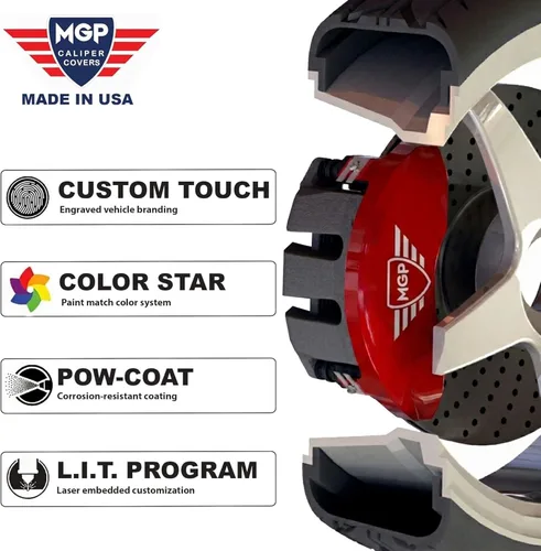 Vista 6 de MGP Caliper Covers Fundas para pinzas Dodge 12088Sclrd: Rojo, Challenger (cursivo) / Rt 4