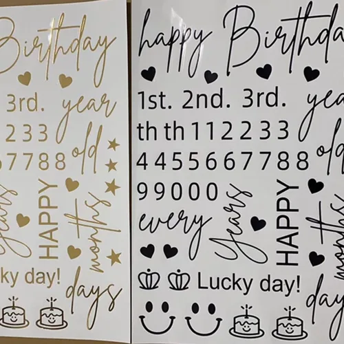 Vista 7 de Calcomanía de globo de feliz cumpleaños, decoración de fiesta Bobo, 5 piezas de letras y números, calcomanías de globos de cumpleaños DIY
