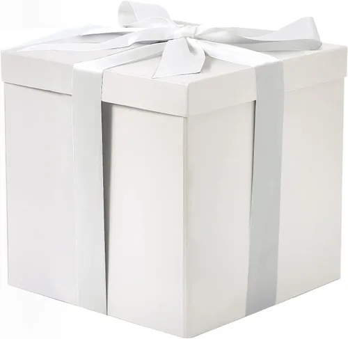 Vista 7 de RUSPEPA Caja de regalo mediana negra con tapas, cinta y papel de seda, caja de regalo plegable perfecta para cumpleaños, graduación, día del padre