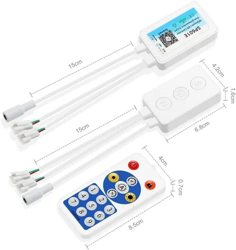 Vista 3 de WS2812B WS2811 1903 Micrófono incorporado Música SP601E Controlador Bluetooth con puertos de salida de señal dual para módulo LED Pixel Strip Light