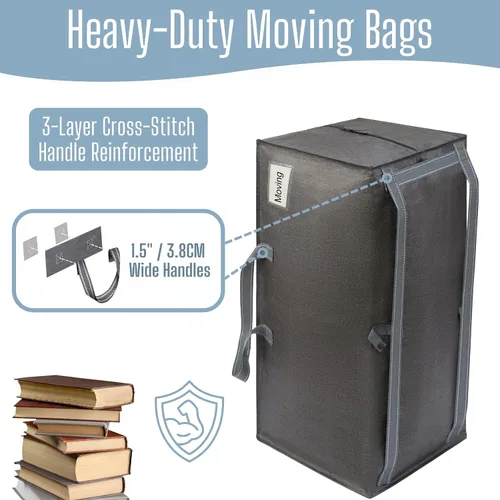 Vista 18 de VENO Paquete de 6 bolsas de mudanza resistentes con correas de mochila, cremalleras y asas, bolsas de embalaje extragrandes para artículos