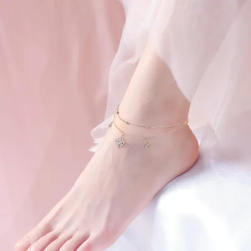 Vista 5 de Tobilleras para mujer de plata de ley S925 ajustable, pulsera de tobillo para pie de playa, regalo de joyería