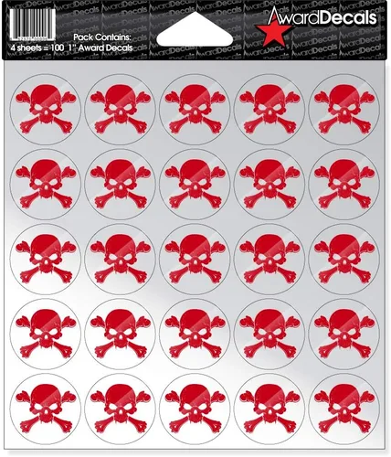 Vista 3 de Award Decals calcomanía de calavera y huesos cruzados (100 unidades)