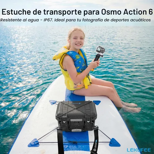 Vista 7 de Lekufee Funda rígida impermeable para DJI Osmo Action 6, Osmo Action 5 Pro/4/3, combo de aventura, combo estándar y más accesorios (solo funda)