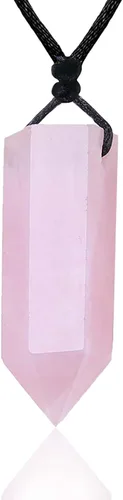Vista 9 de Runyangshi Colgantes de cristal curativo, collar de cuarzo de cristal natural de un solo punto, 6 facetas de chakras, piedra de reiki, energía